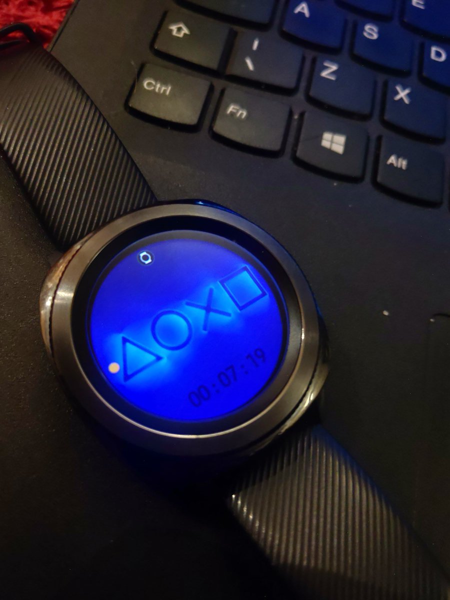 Capjadarin's tweet image. To celebrate the #PS5 announcement, I made myself an animated #galaxywatch face! @PlayStationUK @PlayStationEU @PlayStation this was a quick make, but I  would need a licence to distribute it if people are after it.