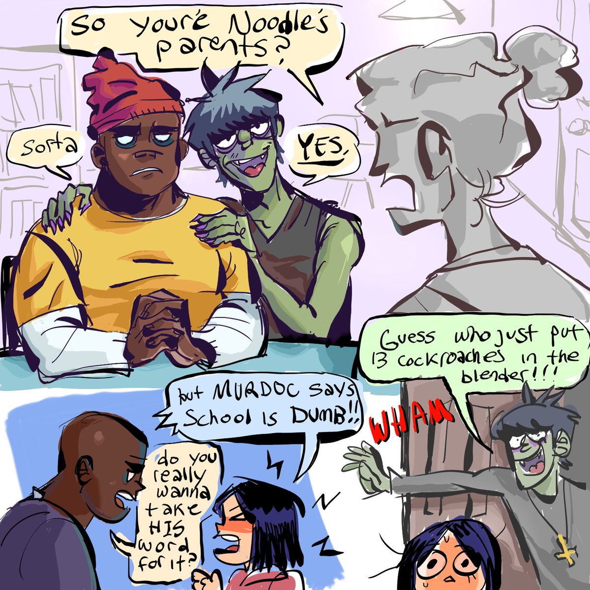 wut if they sent noodle to school.............. ( gorillaz ) 