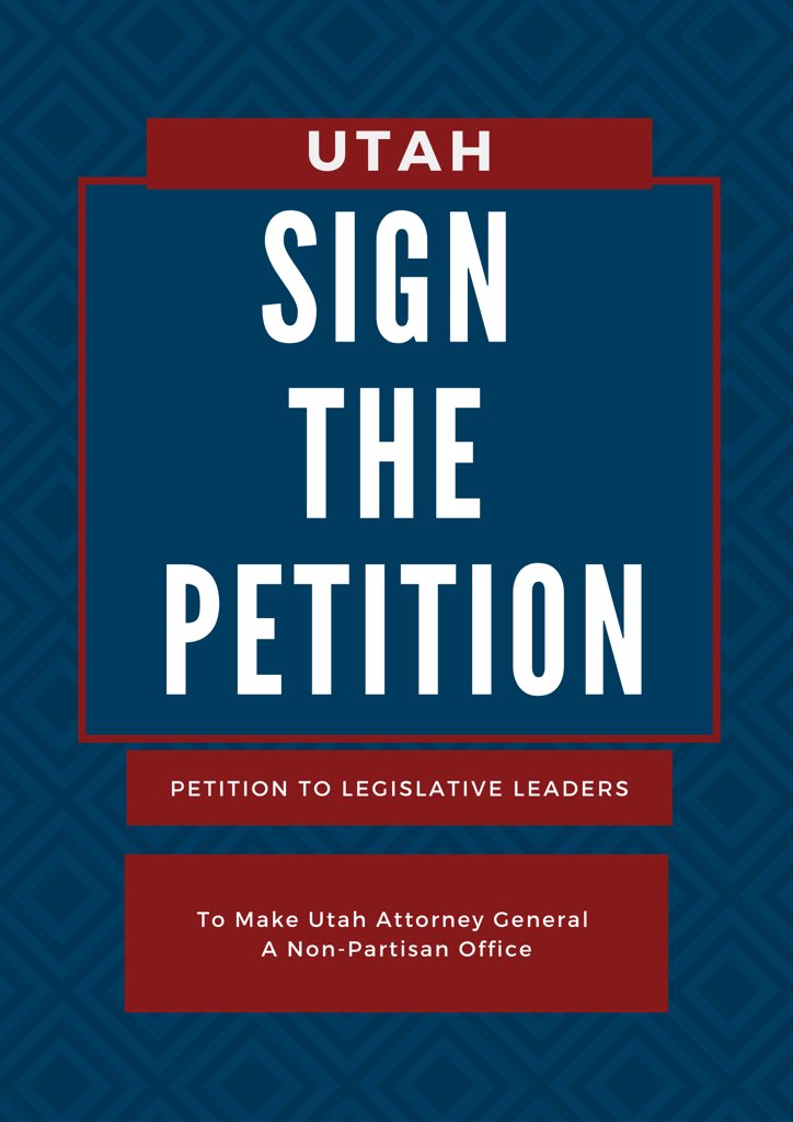 UnitedUtahParty's tweet image. Sign the petition! Let’s make the Utah Attorney General a non-partisan office! unitedutah.org/petition-non-p…