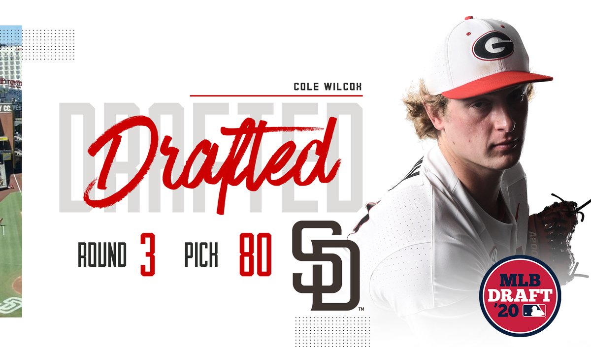 BaseballUGA's tweet photo. Stay Classy 😎

@ColeWilcox11 is off to the @Padres!!

#GoDawgs | #MLBDraft https://t.co/wV6qE5shHw