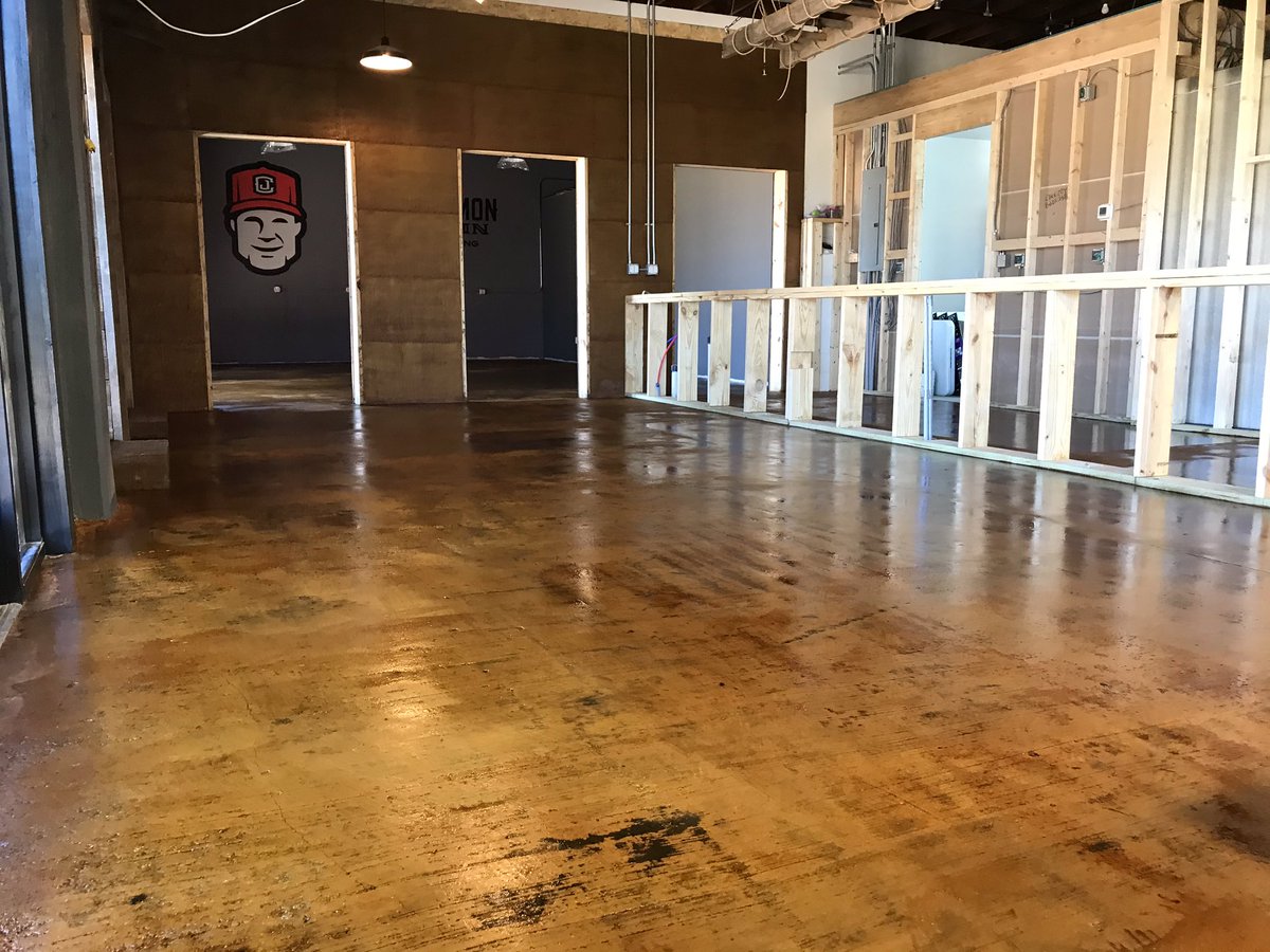 CommonJohnBC's tweet photo. The bar frame has been built and the taproom floor stain is down. Common John’s interior is nearing completion. Happy Thursday! Cheers. 🍻
#WeAreCommonJohn #IAmCommonJohn #nevergiveup #followyourdreams #independencematters #seektheseal #drinklocal #manchestertn #tncraftbeer https://t.co/H6IeS01xkE