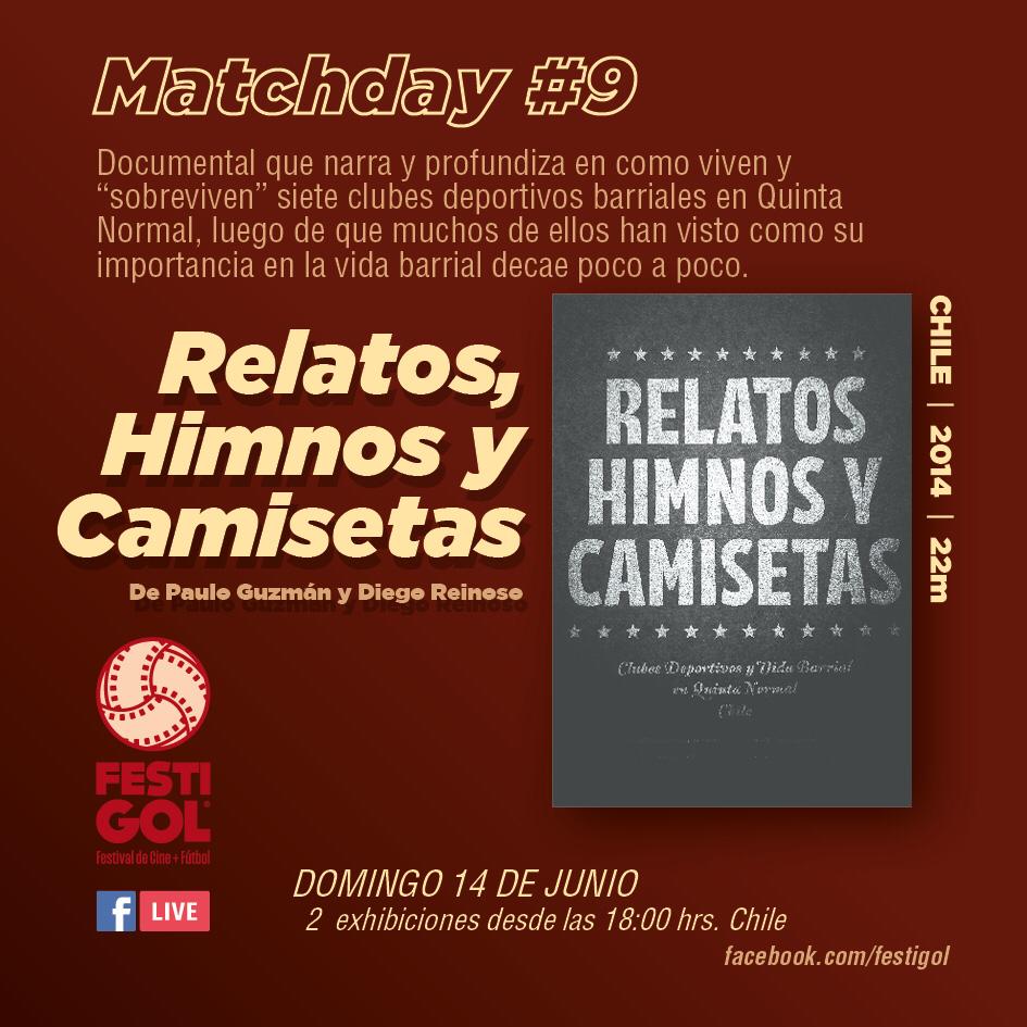 EditorialVilai's tweet photo. Este domingo, desde las 18:00 hrs., @FestigolCine transmitirá el corto documental basado en el libro «Relatos, Himnos y Camisetas».
Aprovechamos de invitarlos a descargar este libro en nuestra página web:
https://t.co/doTWPyJZfd https://t.co/PReeUZizBx
