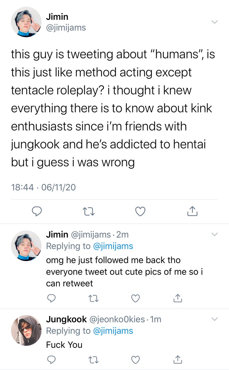 [vmin au] where taehyung is an actual tentacle monster but jimin just thinks he’s got a kink