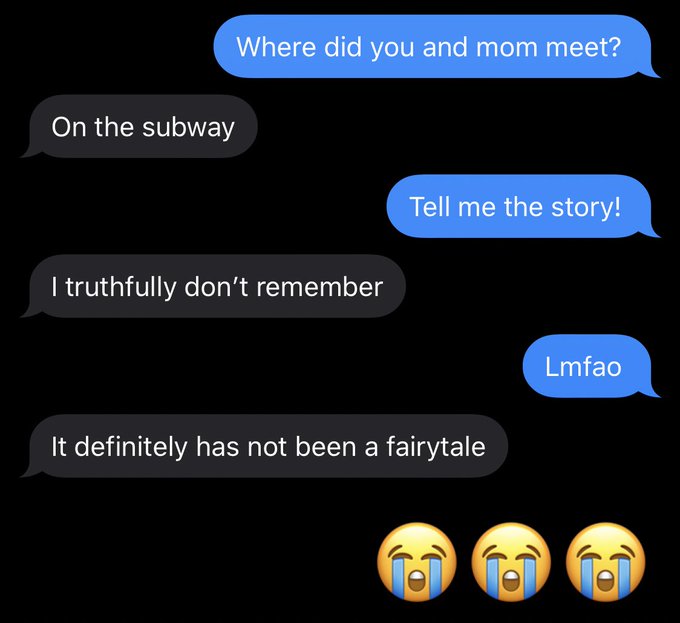 i saw the how did ur parents meet thing n thought about how i didn&rsquo;t know, so i asked (they are not together)