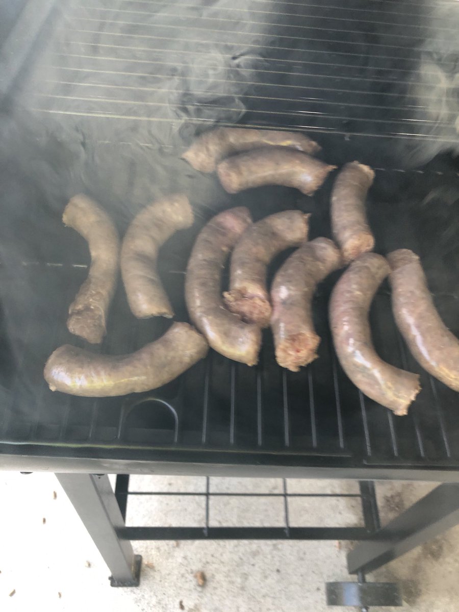 Fresh sausage on the pit boss