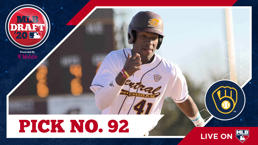 MLBDraft's tweet photo. With their 3rd-round pick (No. 92 overall) of the 2020 #MLBDraft, the #Brewers select @CMUBaseball catcher Zavier Warren, No. 106 on the Top 200 Draft Prospects list: https://t.co/VD8xJdnAGp

Watch live: https://t.co/cmm19LFrdg https://t.co/grqvTA0IAs