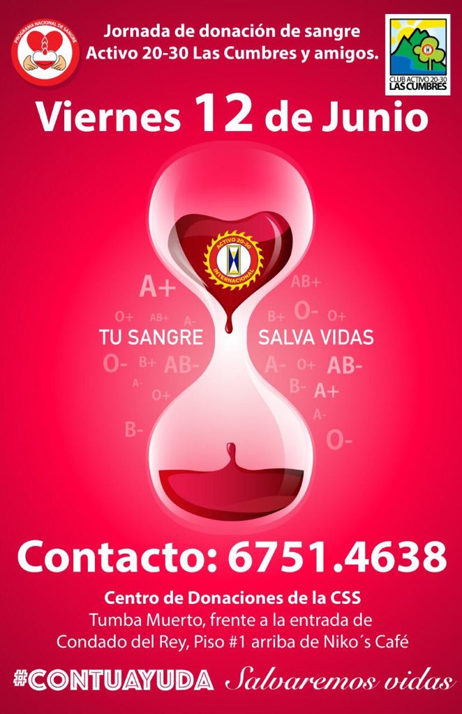 Los invitamos a que nos acompañen a una jornada exclusiva de donación de sangre del club <a href="/Activo2030LC/">Activo2030LasCumbres</a> y amigos, celebrando así el día internacional del donante de sangre que se celebra el 14/6. #TuSangreSalvaVidas #Activo2030Solidario