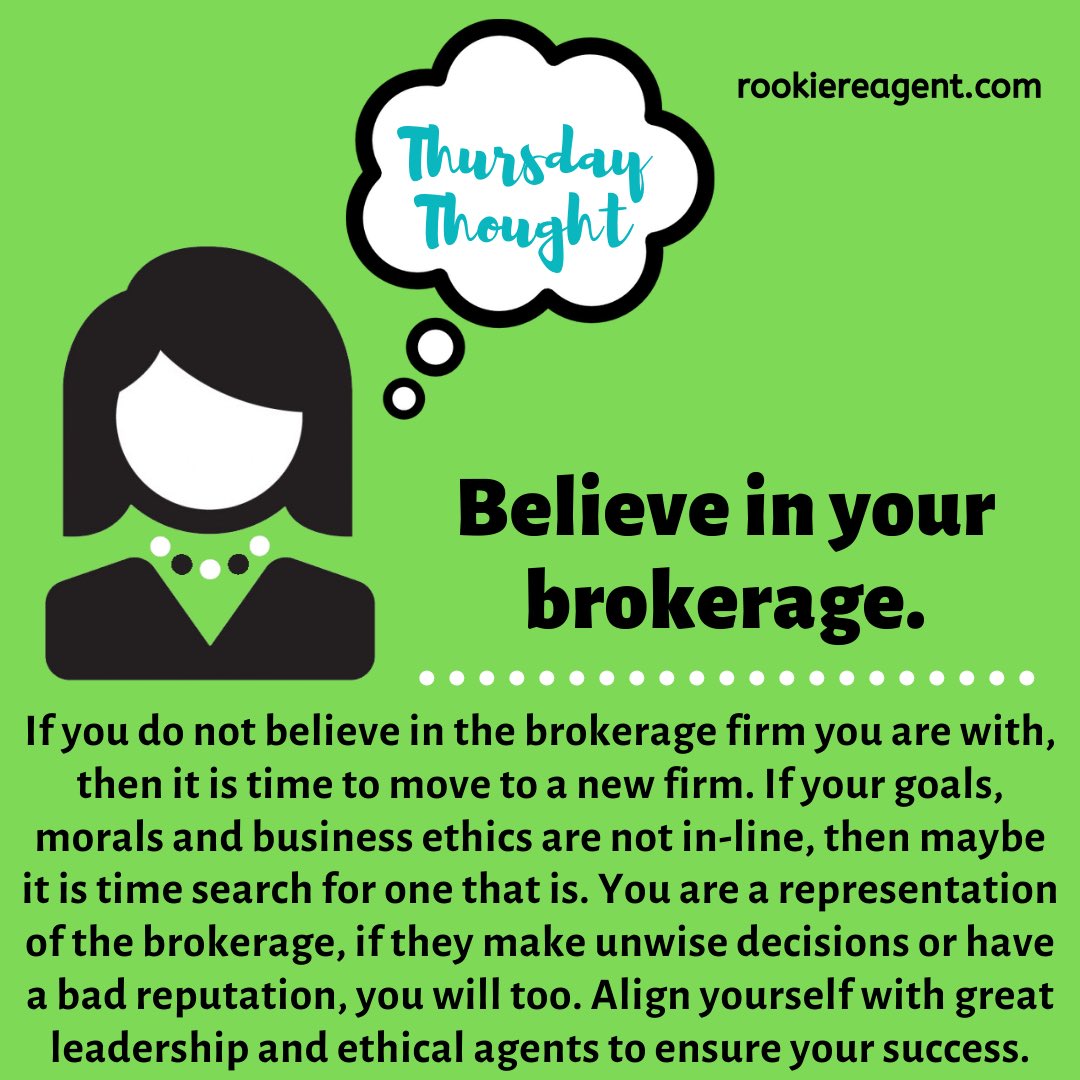 RookieRe's tweet photo. Thursday Thought. Believe or leave. 
.
.
#realestate #believe #brokerage #rookiereagent #thursdaythought #newrealestateagent #realestatecareer #realtorlife https://t.co/MRySRgLqk9