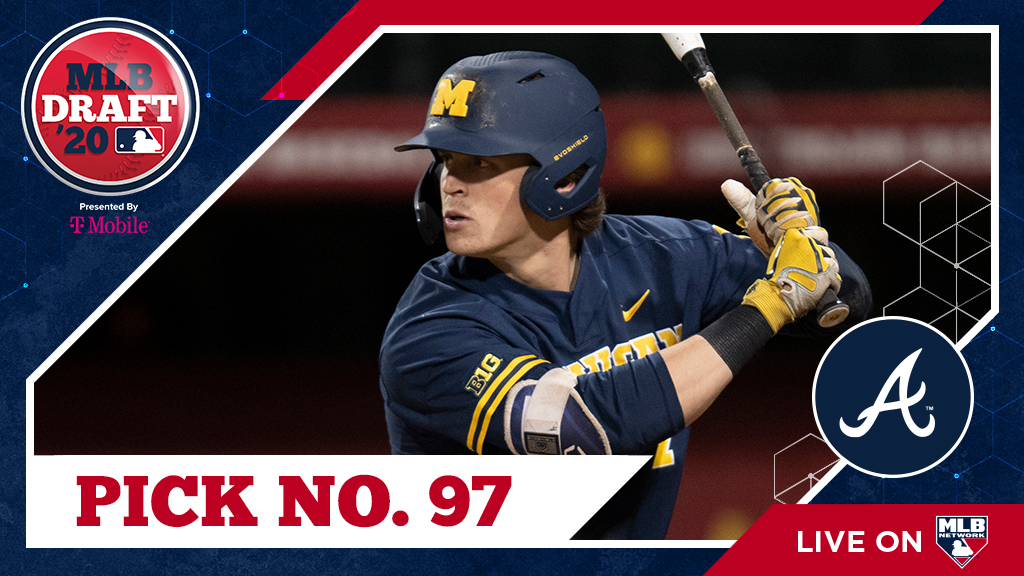 With their 3rd-round pick (No. 97 overall) of the 2020 #MLBDraft, the #Braves select <a href="/umichbaseball/">Michigan Baseball</a> OF Jesse Franklin, No. 142 on the Top 200 Draft Prospects list: atmlb.com/3f9z5Nk

Watch live: atmlb.com/2BE9EF5