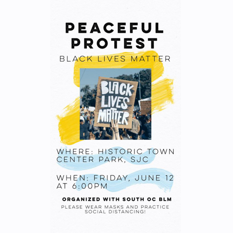 irvine4blklives's tweet photo. @OCprotests @sierraupegui @OCprotests what about this one? Friday June 12, at 6pm in #SanJuanCapistrano 
#southocblm #blacklivesmatteroc #ocprotests https://t.co/nHGPjEypq1