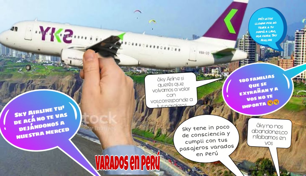 Symmer12's tweet photo. @JulianaOxenford @atvpe Sky Airline una aerolínea que no quiere llevar a sus pasajeros de vuelta a la Argentina, con el pretexto de que las fronteras están cerradas,el gobierno peruano y Argentino le dan las facultades para hacerlo. https://t.co/p1hwKLIZ7X