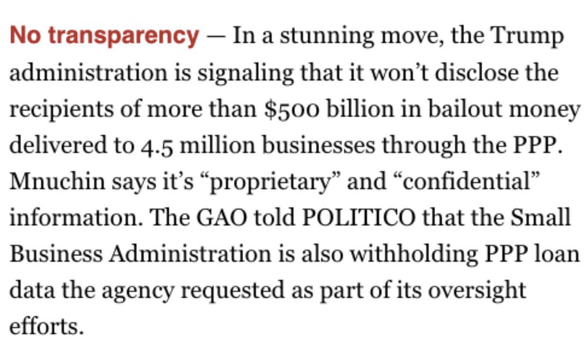 BharatRamamurti's tweet photo. This is outrageous. The public deserves to know what happened to half a trillion dollars of its money.

If the Administration won’t release this information, Congress should require them to do so. https://t.co/Bk51IjZuJR