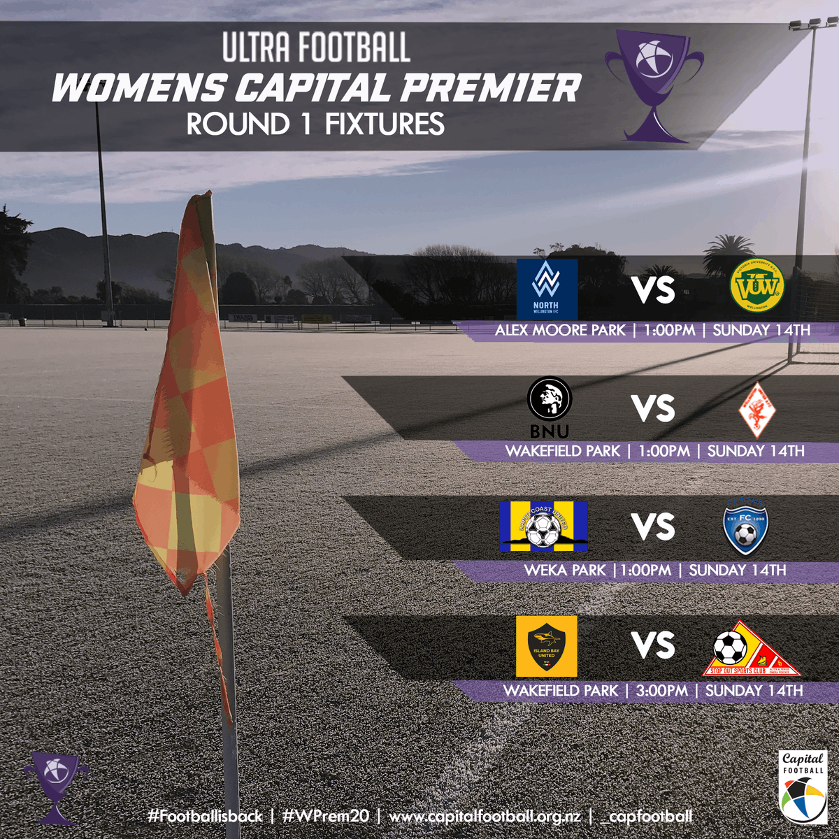 CapFootball's tweet photo. #CapPrem #WCapPrem |
Cap Prem hits the ground for round 2 while women's Cap Prem gets their first hit out for the year!! 
@NorthWellington @VUWAFC @WgtnUnited @WgtnOlympic @wearekcu @PetoneFC @Redgoldblood @IslandBayUnited  @SeatounAFC @MRAFC1907 
#GetIn
#Footballisback https://t.co/fGlsCOKc6r