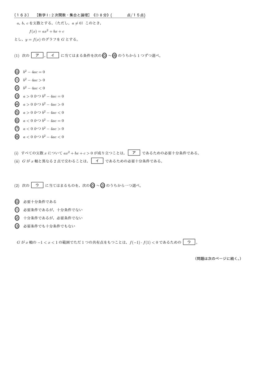 共通テスト 数学 自作予想問題演習 Twitter ನಲ ಲ １６３ 数学i ２次関数 集合と論理の問題です ２次関数 と座標平面上の正方形の共有点の個数について考えよう 思考力 を問うためにも いわゆる典型的な問題は減るでしょうね グラフをかいて丁寧に