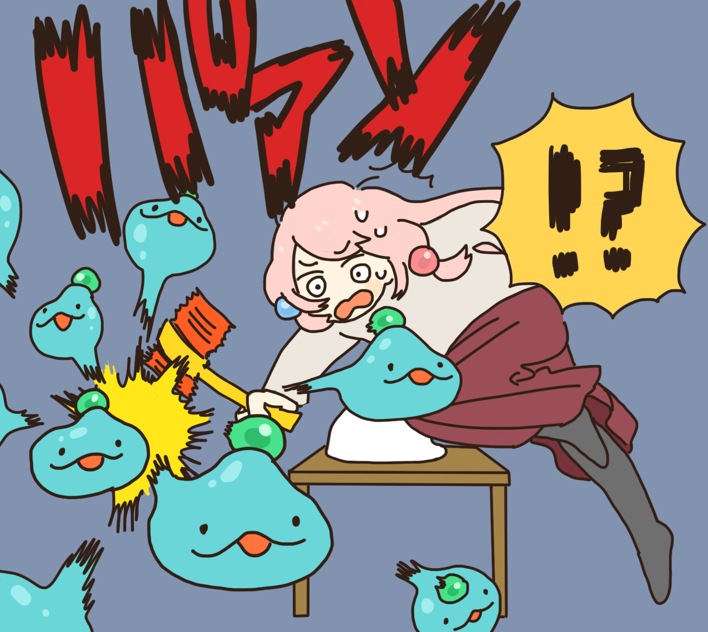 ロータスちゃん ロータスちゃんの日常 第92話 解けない謎 わたなべ萌 イラストレーターさんと繋がりたい イラスト イラストレーター まんが 4コマ漫画 ゲーム ゲーム業界 ゲーム会社 おもしろい話 へんてこ どうぶつ ひまつぶしイラスト