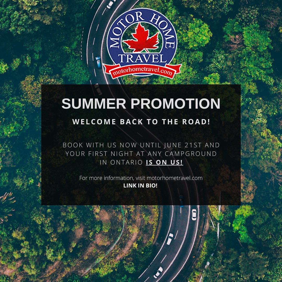 HAPPY SUMMER EVERYBODY ✨🌳🌼🍃✨ 

As campgrounds are opening TOMORROW. We thought we would start YOUR summer off with a new summer promotion! 

STARTING JUNE 12TH until JUNE 21ST! 

BOOK NOW! 

Website link in bio!