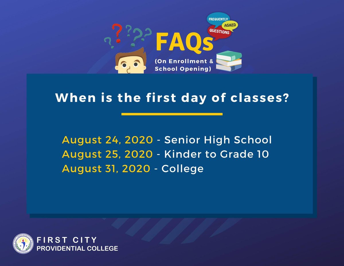 official_FCPC's tweet photo. Good day, First Citizens!
As we commit to a safer school year, here are Frequently Asked Questions (FAQs) regarding the enrollment process of First City Providential College for S.Y. 2020-2021.
Please check the Official Social Media Accounts of FCPC for updates.
#COVID19ReadySkul https://t.co/ax7cGrWcYU