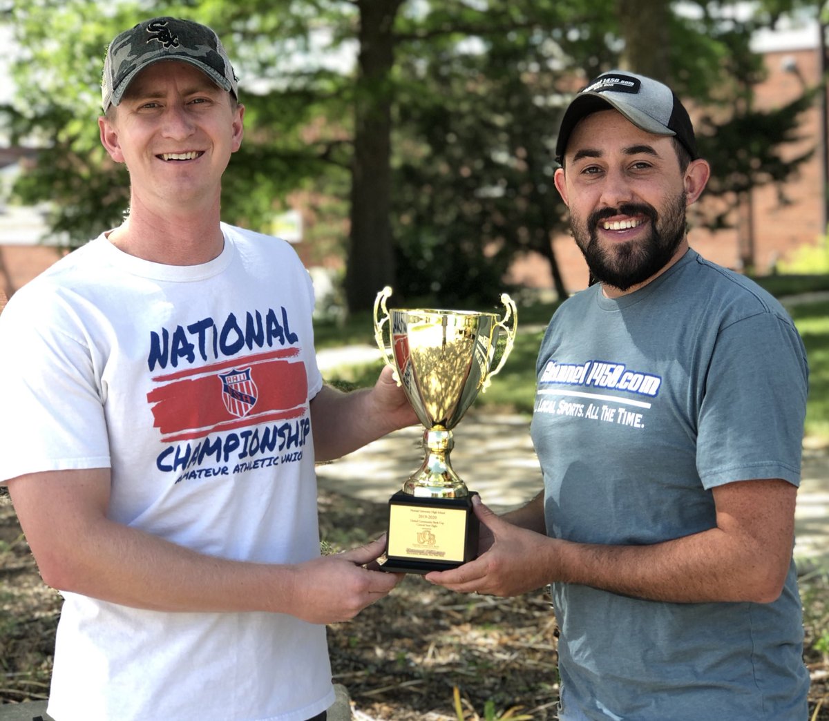 Channel1450com's tweet photo. U-High picked up the United Community Bank Cup after winning the 2019-2020 season!
Follow the hashtag #1450UCBcup to see where the cup is headed this week with Pioneer coaches and players! https://t.co/MXMplXpvPQ