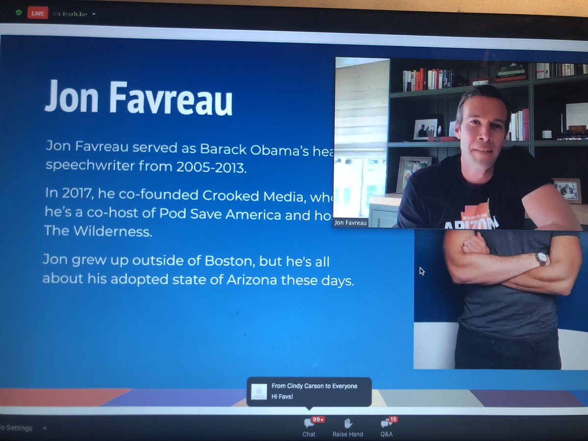katie_berdy's tweet photo. Thanks @jonfavs for imparting your storytelling wisdom on us! #organizingtogether2020 #adoptastate @votesaveamerica https://t.co/Zz2jg0FoJE