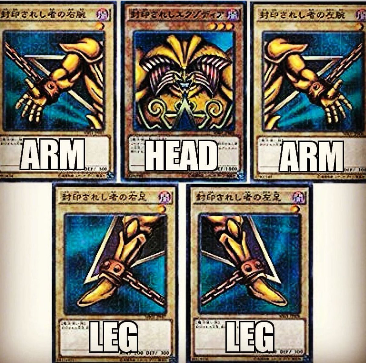 These are the 5 cards that create the Forbidden One, who is one of the most ancient and powerful Egyptian cards, as explained in the animation Yu-Gi-Oh. It’s no coincidence his formation is made to mimic the grand design of our creation that is A.L.L.A.H.