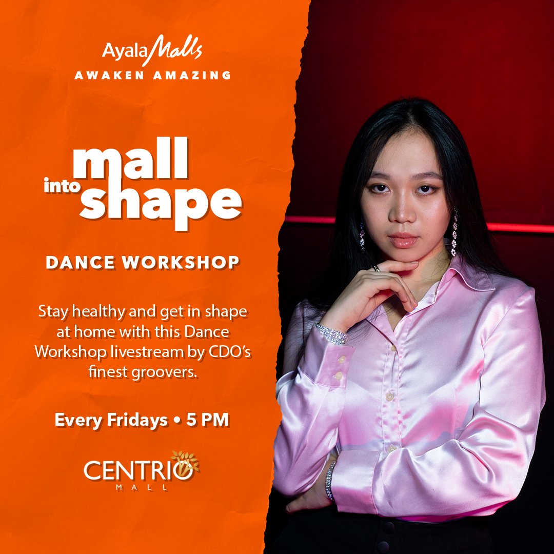 AyalaCentrio's tweet photo. Dance, sweat, and stay in shape at home with our Mall Into Shape: K-Pop Dance Workshop by X-UNIFIED. Get creative by dancing to the beat, &amp; join us in our online dance livestream by CDO's finest groovers! Post your pictures, tag us and use our hashtags #AyalaMalls #MallIntoShape https://t.co/MxkkUfGzou