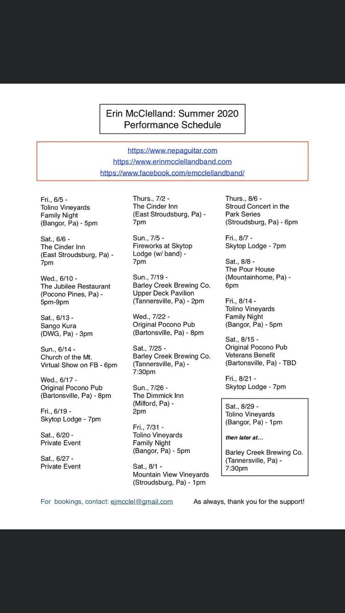McClellandMusic's tweet photo. 2020 performance schedule! https://t.co/3TWzy610gz