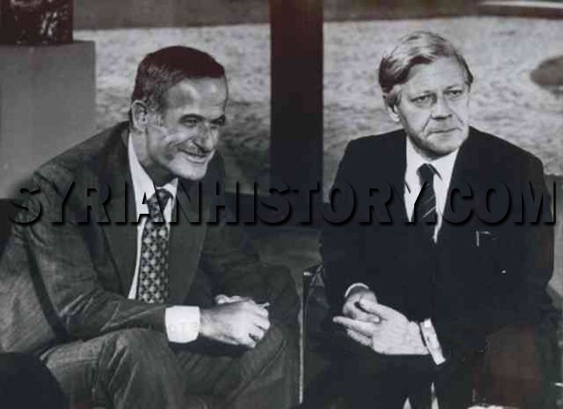 16) President Hafez al-Assad with German Chancellor Helmut Schmidt - 1978. #Syria  #Germany