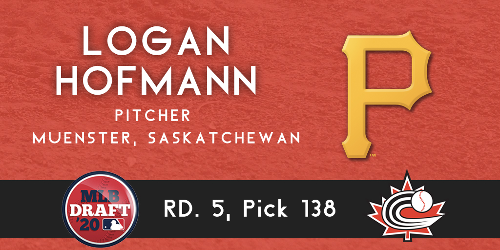 Congrats to Muenster, Saskatchewan's Logan Hofmann!

Drafted by the #Pirates in the 5th round (138th overall) of the #MLBDraft!

🇨🇦⚾️