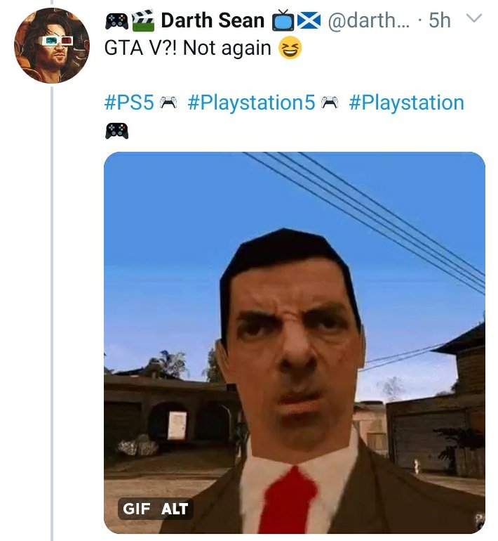 darthsean85's tweet photo. Where did it all go wrong Lee? 😆 This idiot followed me a few weeks back &amp; seemed like we had some things in common. Tonight replied to my tweet where I'm laughing about 'GTA V' being re-released on 'PS5'. He's thinking that I'm thinking it's a new GTA game....

#TwitterIdiot https://t.co/qOF96rWuHh