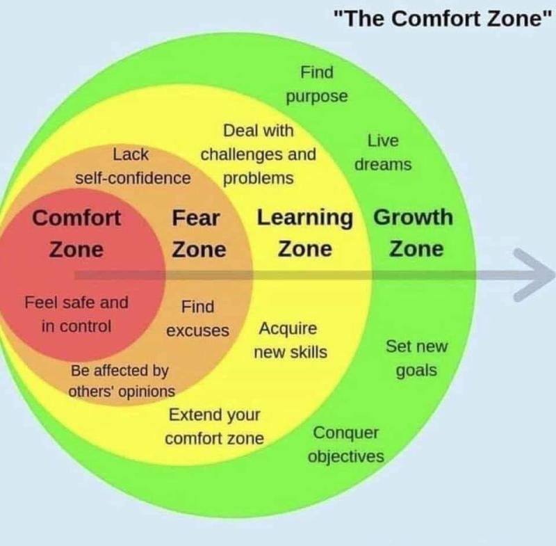 Love this - the 'comfort zone' vs the 'growth zone'.  I think many folks are being pushed out of their most comfortable zones recently...I know I have!
