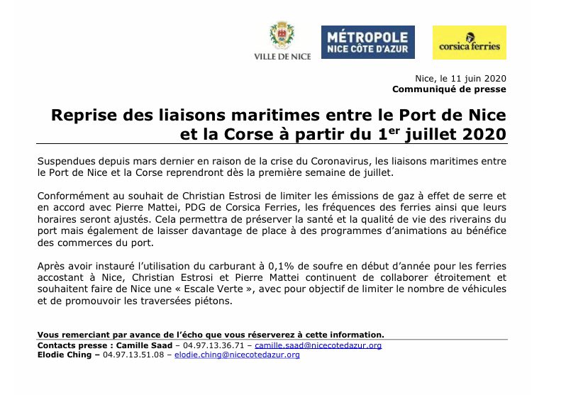 Corsicaferries's tweet photo. Reprise des liaisons maritimes entre Nice et la Corse à partir du 1er juillet https://t.co/eaBuvsHSUh