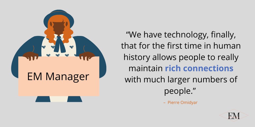 Emmanager_'s tweet photo. “We have technology, finally, that for the first time in human history allows people to really maintain rich connections with much larger numbers of people.”–  Pierre Omidyar  
#entrepreneur #entrepreneurship #emailmarketing #ecommerce #growth #emmanager #follow #facebookads #seo https://t.co/GEsWPKr5BB