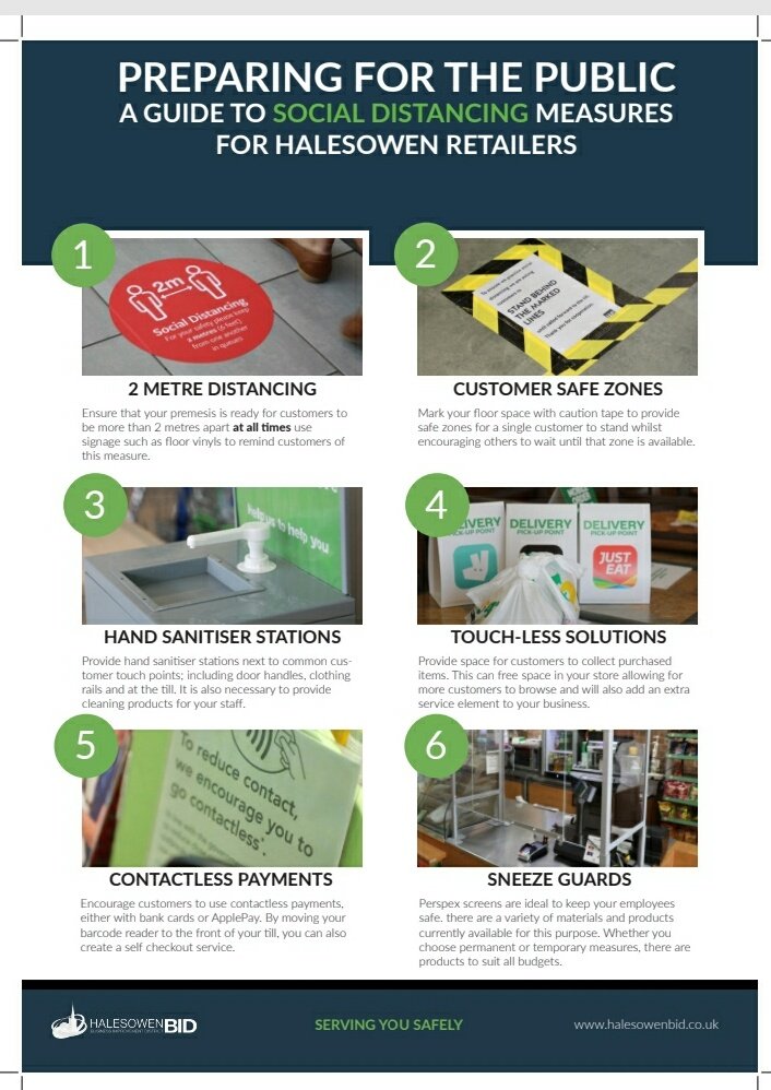 Preparing to Re-open?. Take a look at this best practice guide with social distancing measures already in place with Halesowen retailers.