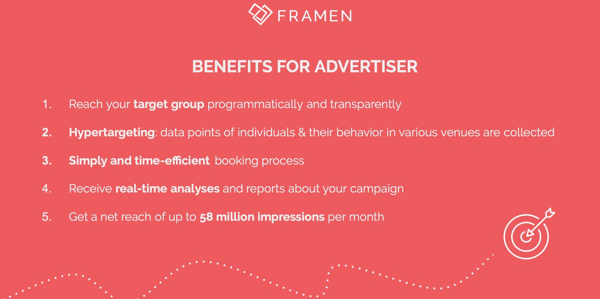 Entdecke die wichtigsten Vorteile von FRAMEN für #Werbetreibende!

Wenn du deine Zielgruppe auch so einfach erreichen möchtest, buche deine Kampagne über framen.io oder kontaktiere uns für weitere Informationen!

#zielgruppe #hypertargeted #impressions #conversion
