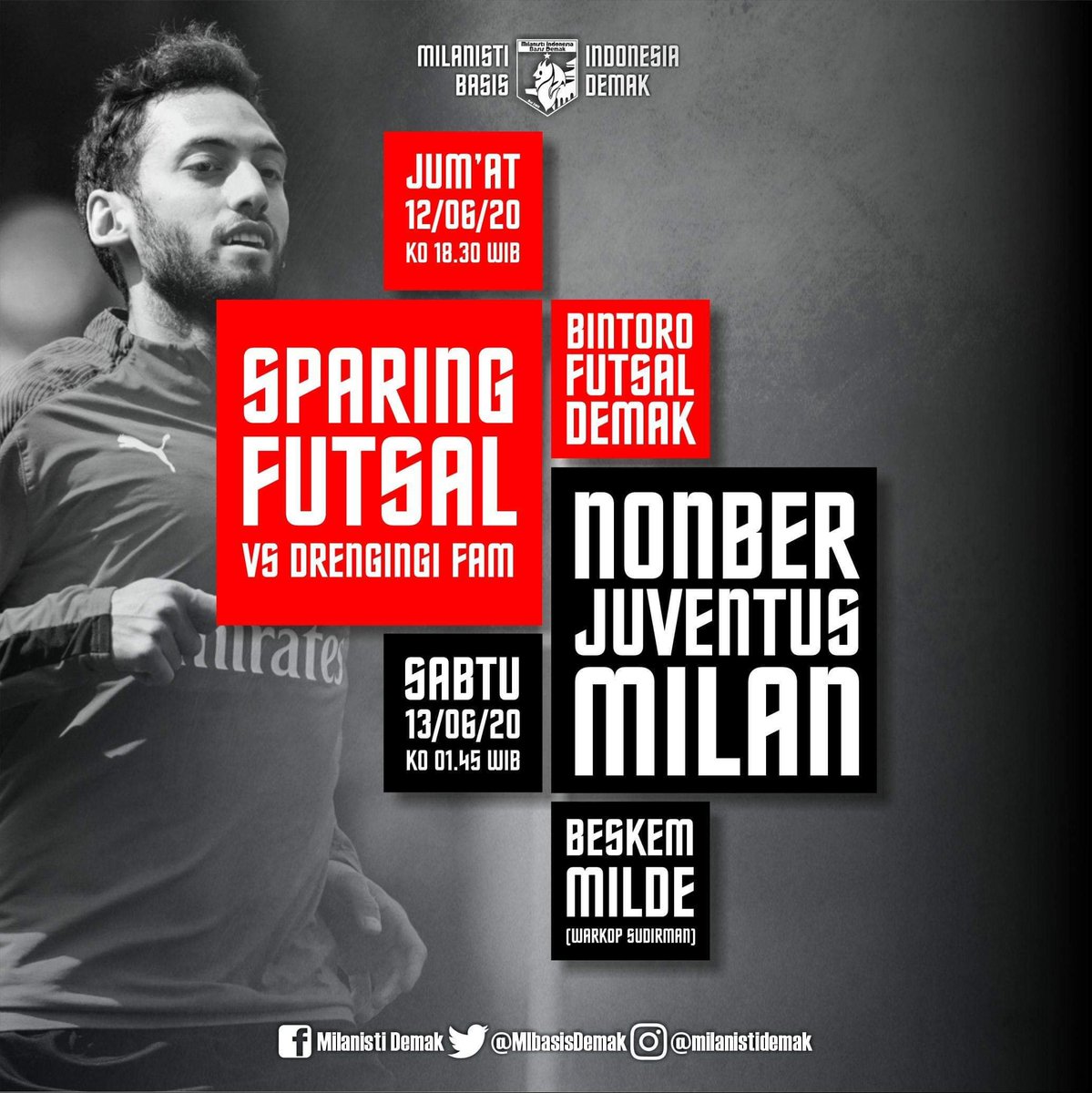 misezdemak100's tweet image. [Sparing Futsal] vs Drengingi Fam FC Demak - Jum&apos;at, 12/06/20 - KO 18.30 WIB - di Bintoro Futsal Demak.
Lanjut [Nonber] #juventusmilan - Sabtu, 13/06/20 - KO 01.45 WIB - di Berkem Milde (@warkop_sudirman)
.
#sparingfutsal #nonber #MilanistiDemak #WeAreDasiman #ForzaMilde 🔴⚫