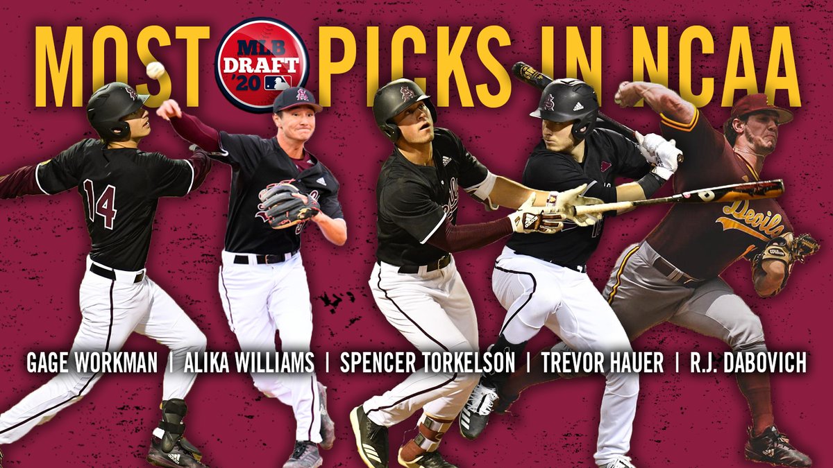 Pac12Network's tweet photo. No team in the country had more 2020 #MLBDraft picks than @ASU_Baseball. 🔱⬆️ https://t.co/WdzpWQT8Uv