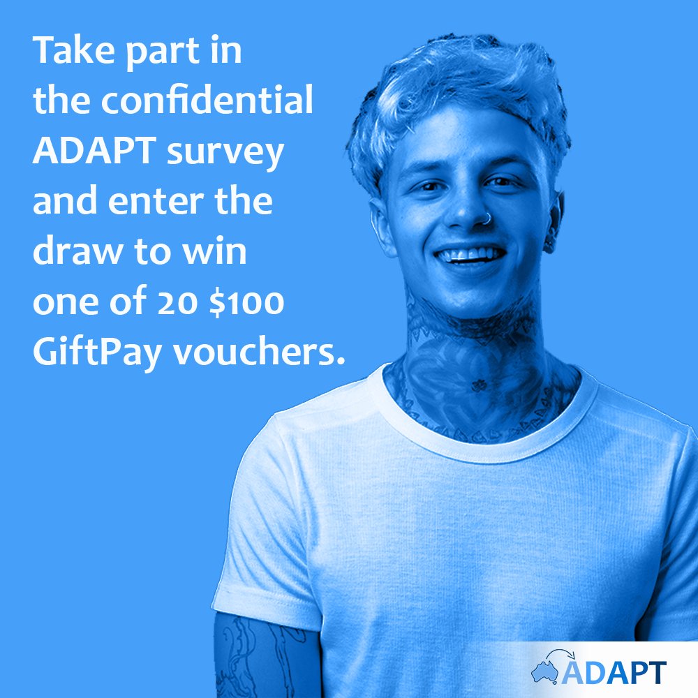 NDARCNEWS's tweet photo. Last chance to participate!

Has #COVID19 changed the way you use #drugs?

Share your experiences in the confidential #ADAPTStudy survey before Monday  &amp; enter a prize draw to win one of 20 $100 GiftPay vouchers: : https://t.co/a4FyBvTQlG https://t.co/87R7yxlN1R
