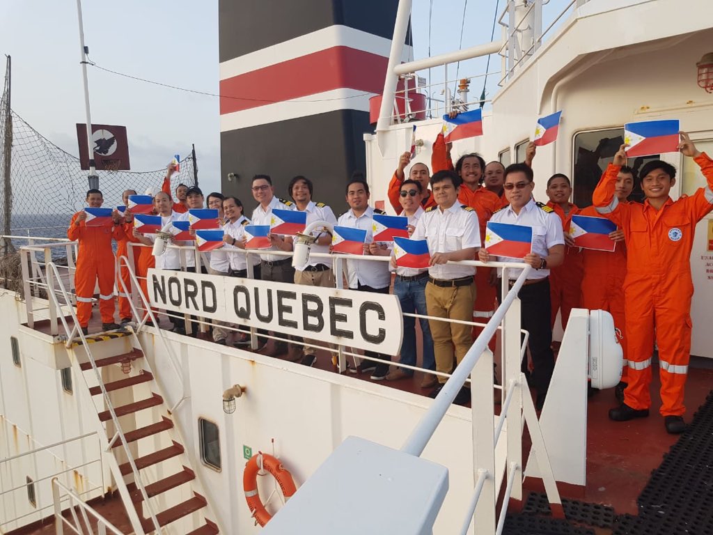 SynergyGroup06's tweet photo. As our team onboard the “Nord Quebec” celebrates the 121st  #PhilippineIndependenceDay 🇵🇭 , a big #shoutout to the 400,000 strong global Filipino #seafarers workforce, for embodying the Bayanihan spirit to help the world navigate through the #pandemic https://t.co/icFk0DLZsp