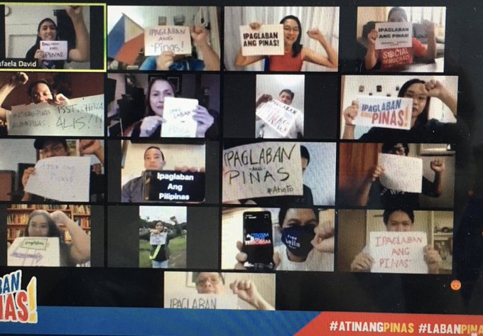 ABSCBNNews's tweet photo. Speakers in today’s “Ipaglaban ang Pinas!” Independence Day online rally center their messages in condemning China’s incursions and passage of the Anti-Terrorism Act of 2020 | via @sherieanntorres #Kalayaan2020 https://t.co/DDy9RSotcu