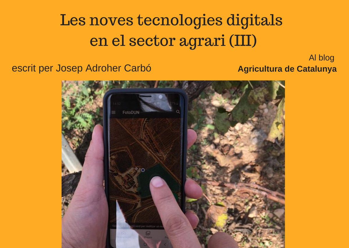Article de <a href="/josep_adroher/">Josep Adroher</a>  (<a href="/Eng_Agronoms/">Enginyers Agrònoms de Catalunya</a>) al blog d'Agricultura de Catalunya 
sobre les noves tecnologies digitals en el sector agrari: 
"Ús d’aplicacions mòbils i visors de dades" bit.ly/3hdMJ3E / #Agricultura40 #CatAgTw