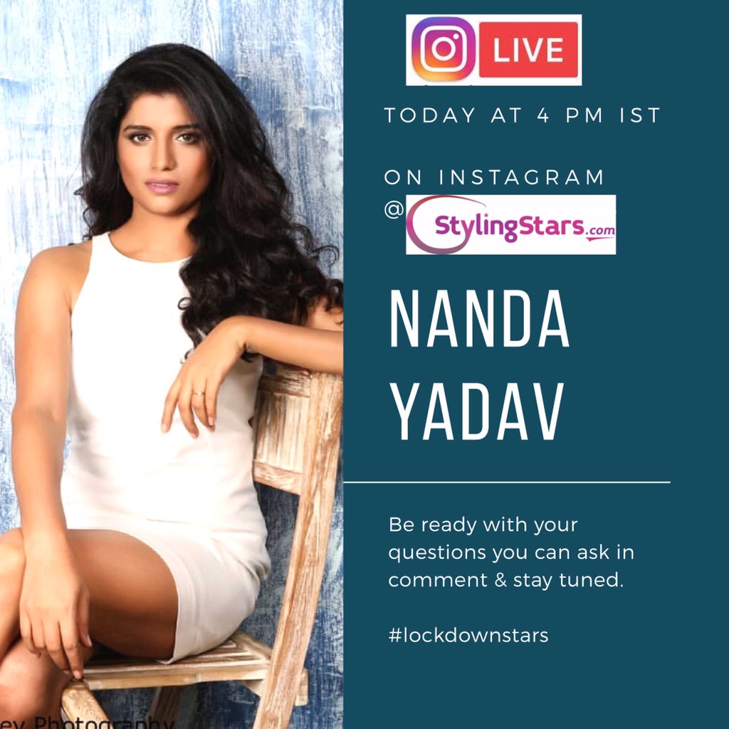 Styling_Stars's tweet photo. Meet @actornanda one of the finest actresses in Bollywood LIVE Today at 4 PM (IST) on Instagram @stylingstars . Lets learn about the journey of a Bollywood actress and her fashion secrets with lots of other fun suprises.
#nandayadav #lockdownstars #stylingstars https://t.co/0vvmC7e12Q