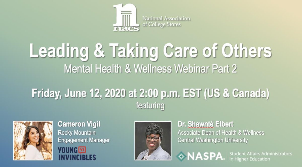 NASPA_WHPKC's tweet photo. For those who are leading others, you're invited to a free webinar tomorrow from the National Association of College Stores, featuring Cameron Vigil, MNM and Dr. @ShawnteElbert, the WHPKC Co-Chair! Register at https://t.co/xmMAlEr5NG https://t.co/DwQoYteclw