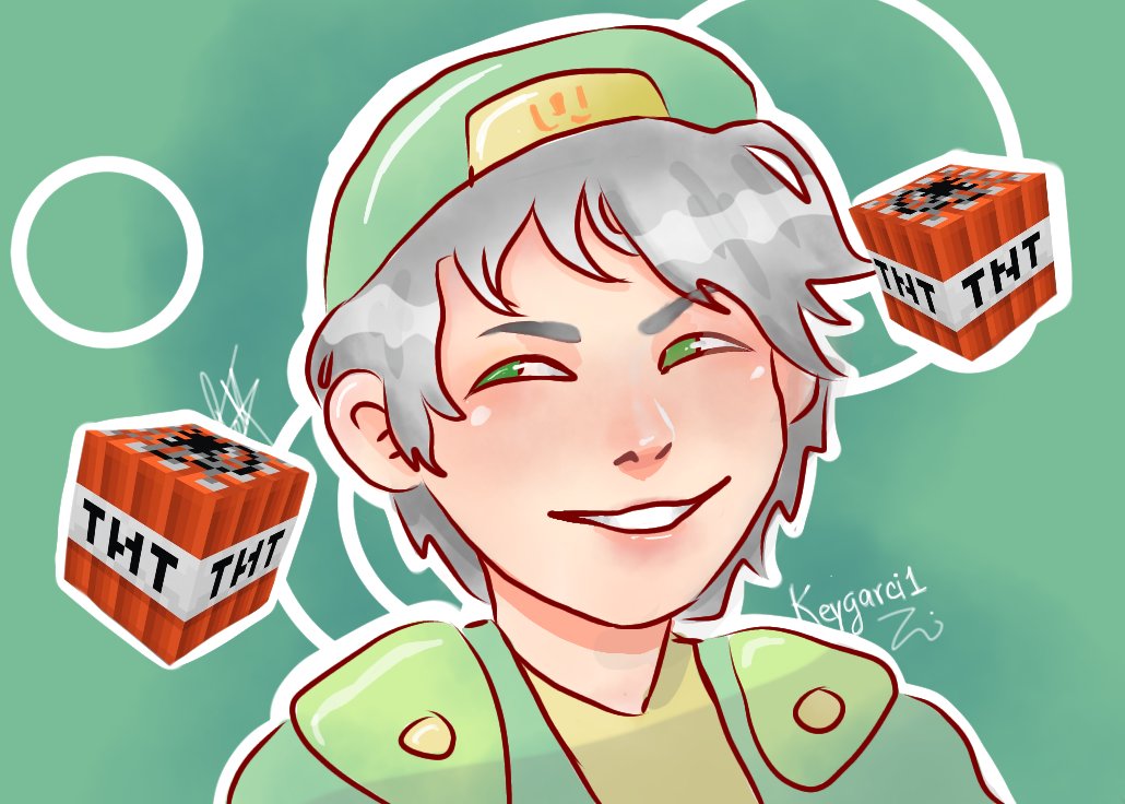 keygarci1's tweet photo. Ví esta cara de @WillyrexYT  y quise dibujarla en su versión karmaland con TNT 💓 , no quedó como esperaba pero fue hecho con mucho amor - n - , espero que les guste 💞  #Karmaland4 #KarmalandFanart #willyrex  #digitalart https://t.co/QfOKwGiy5U