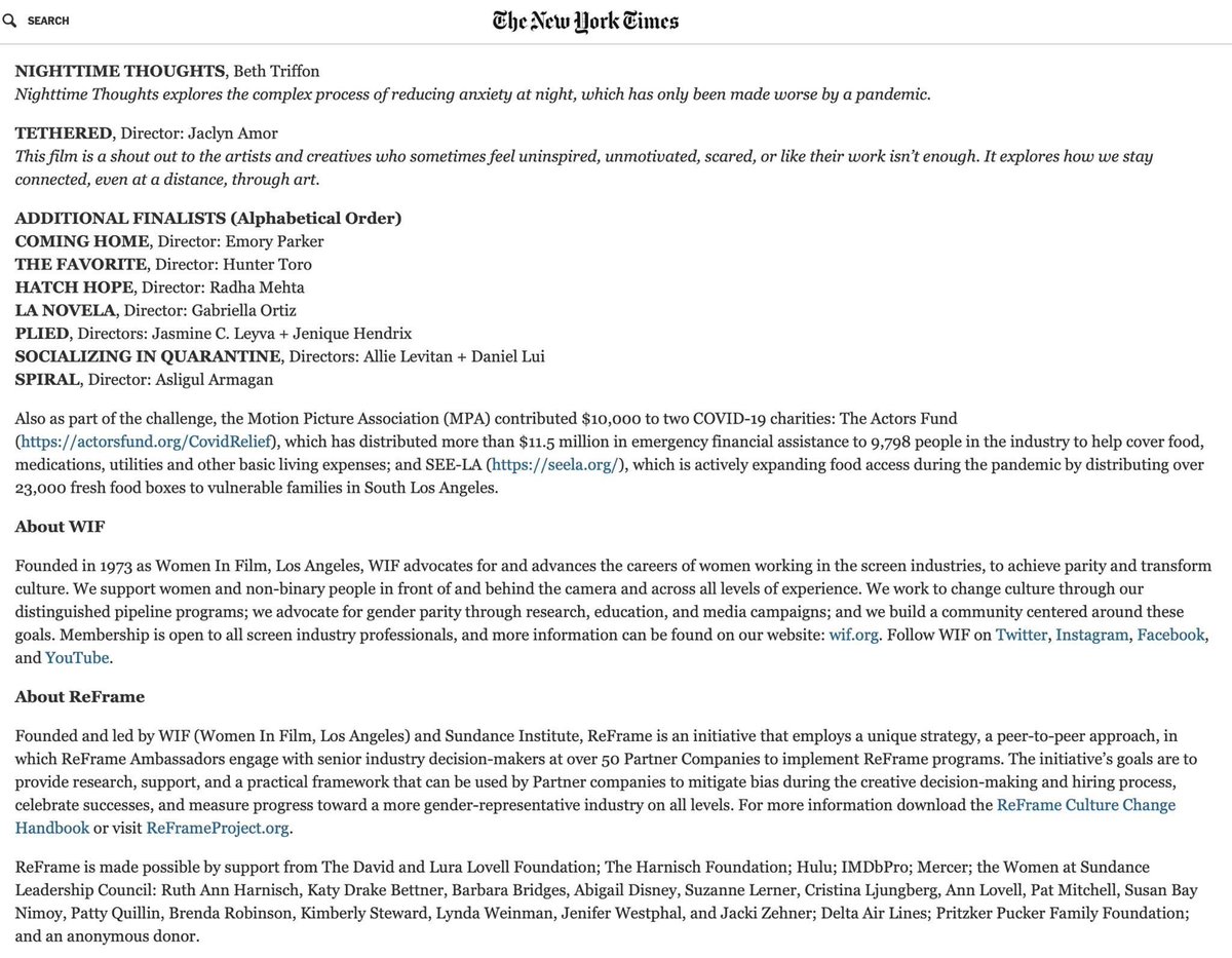 Radha Mehta On Twitter I M So Grateful To Be Included In This List Of Finalists Selected Out Of 500 Entries Thank You Reframeproject Womeninfilm Imdb Audawardspaige Nytimes Womeninfilm Https T Co 7alzs8lzft