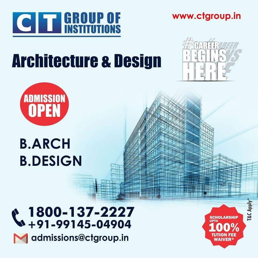 CTGroupshahpur's tweet photo. Join #B_Arch and #B_Design courses at CT Group and explore more about this fascinating field. Admission Open.
Call for more queries: 1800 137 2227, 99145 04904
#CTGroup #CTGroupofInstitutions #TeamCT #CTians #QualityEducation #CareerBeginsHere https://t.co/Qk0fP9iqAf
