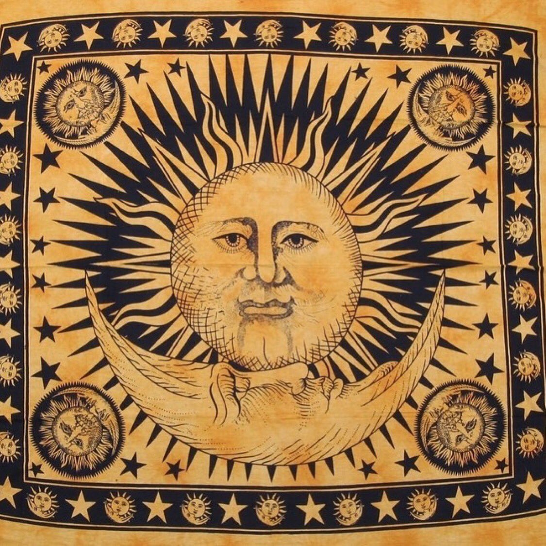 movemtnscoach's tweet photo. Gold celestial Tapestry imported from India! Beautiful colors Heavyweight fabric https://t.co/p7Bu6G6JzF #zen #mindfulness #mindfulliving #BuyBlack #meditation #tapestries #HomeDecor #webuyblack #meditation #webuyblack #peacefulspaces #ancestors #Spirituality #zenspaces https://t.co/KIqG5FtDws