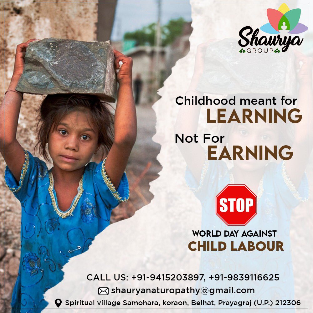 ShauryaGroup's tweet photo. Anti Child Labour Day!!
.
.
No to Child Labour..
Yes to Quality Education..
.
.
.
#shauryaneuropathy #health #stopchildlabour #savechild #savefuture #healthyfacts #fitnessmotivation https://t.co/ql6nYPz8Om
