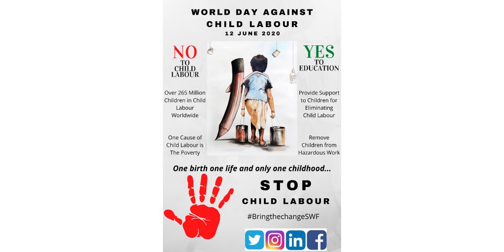 _Abhishek_14's tweet photo. Safety and security don’t just happen, they are the result of collective consensus and public investment. We owe our children, the most vulnerable citizens in our society,a life free of violence and fear: Nelson Mandela
@semsofficial
#BringthechangeSWF
#WorldDayAgainstChildLabour https://t.co/0zkLUBof93