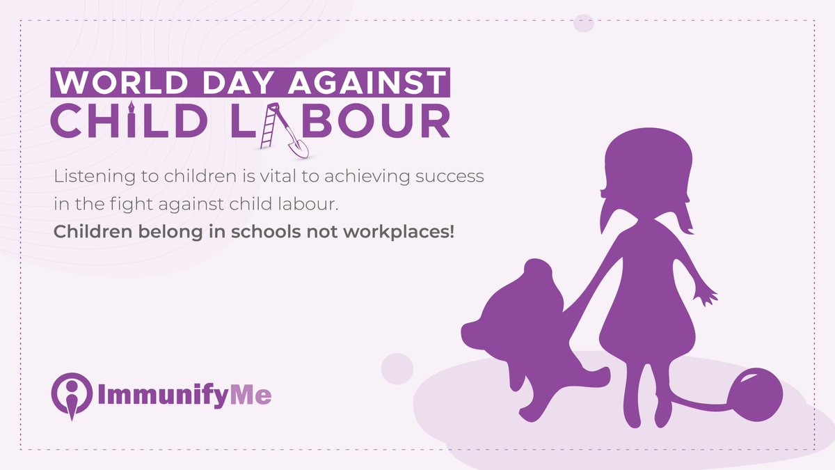 immunifyme's tweet photo. Listening to children is vital to achieving success in the fight against child labour, CHILDREN BELONG IN SCHOOLS NOT WORKPLACES!
#WorldDayAgainstChildLabour #childlabourday  #childlabour #StopChildLabour #educationmatters #Futures #nochildlabour #education #awareness #Immunifyme https://t.co/chMdireI1F