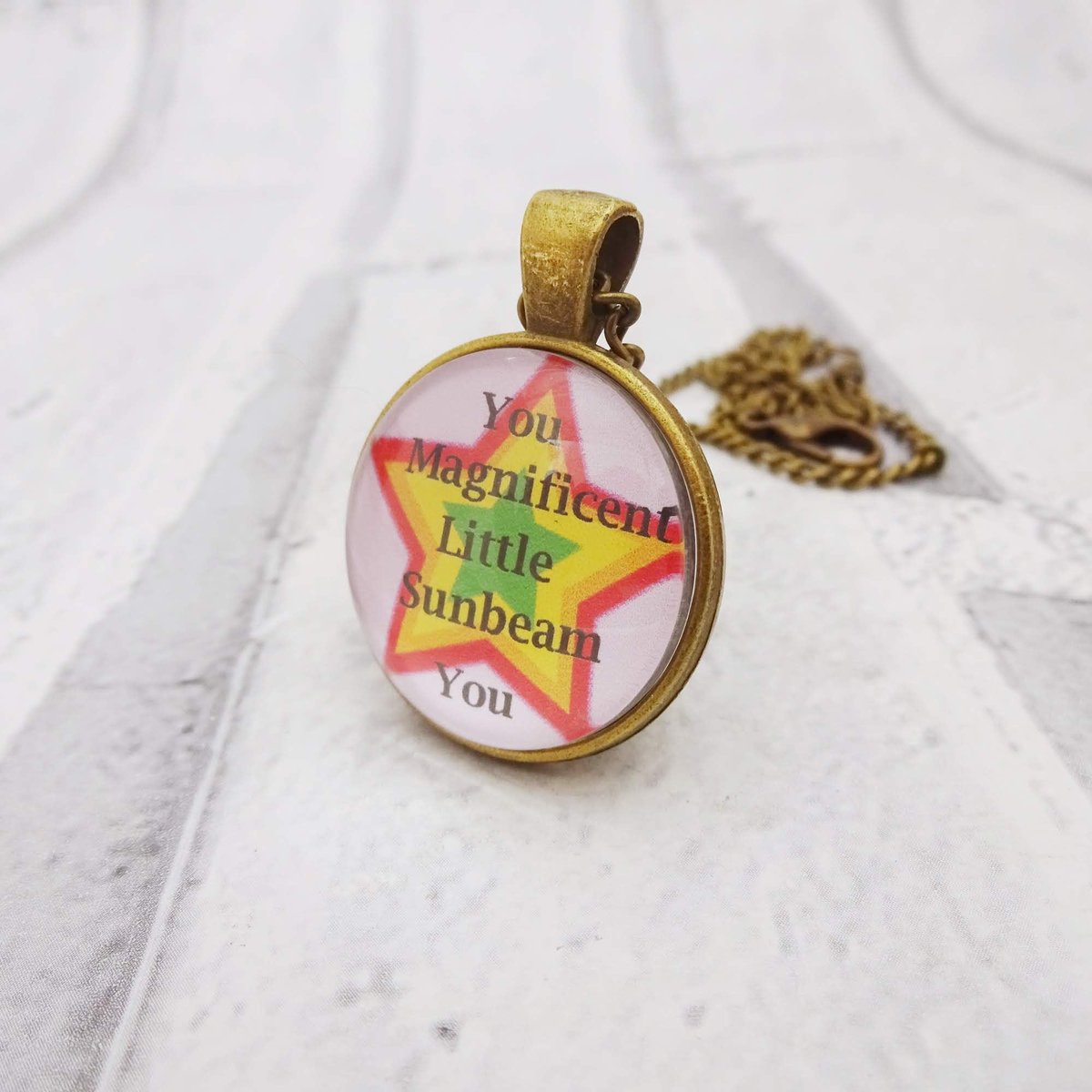 martisanne's tweet image. Magnificent little sunbeam necklace, psychedelic pendant, funny quote jewelry, funny birthday gift, coworker gift, rainbow star necklace, Q1 tuppu.net/2d9dd610 #EtsyTeamUnity #TMTinsta #RainbowStar